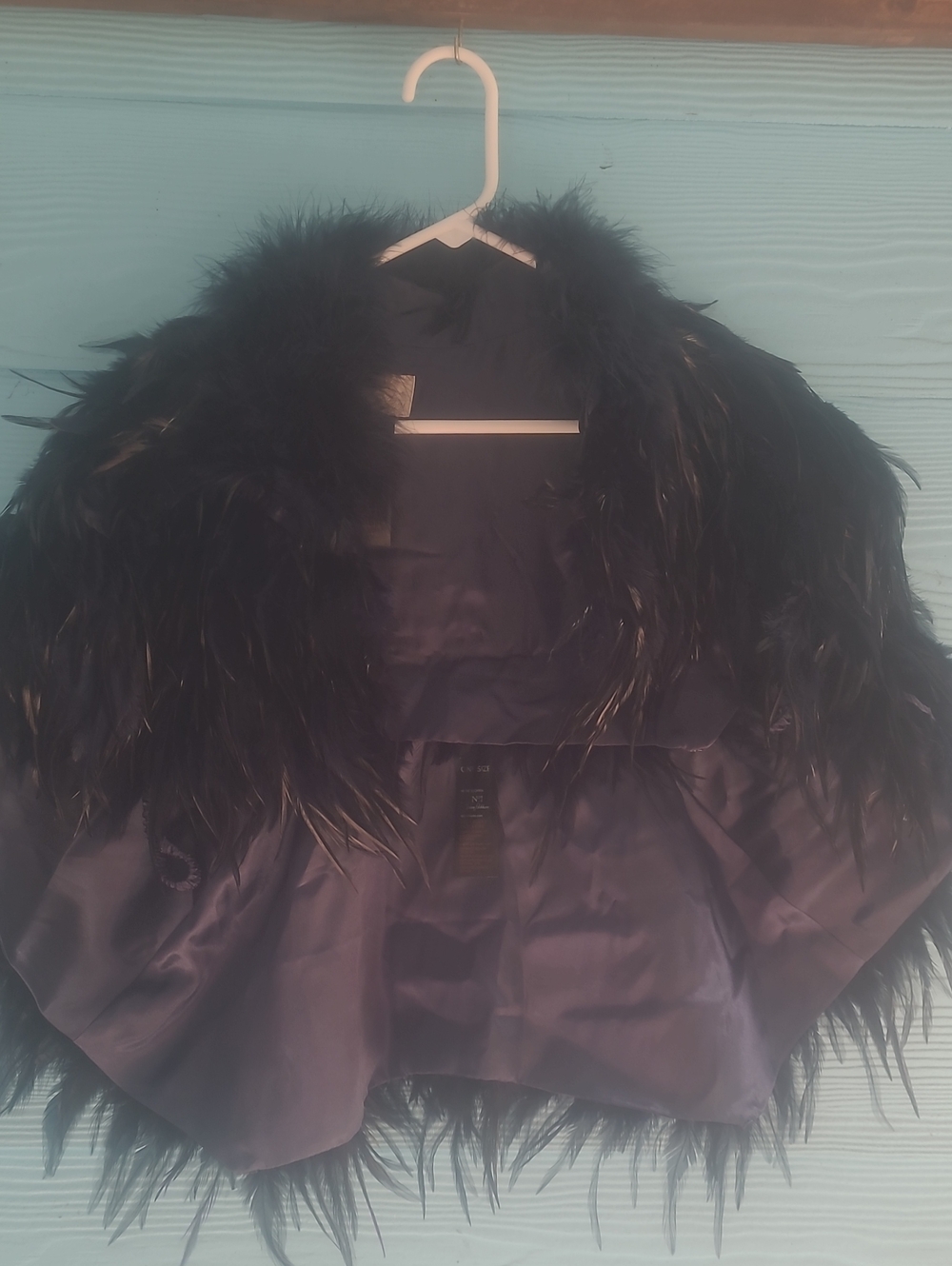 VintageJenny Packham Black Feather Trim Cropped Jacket